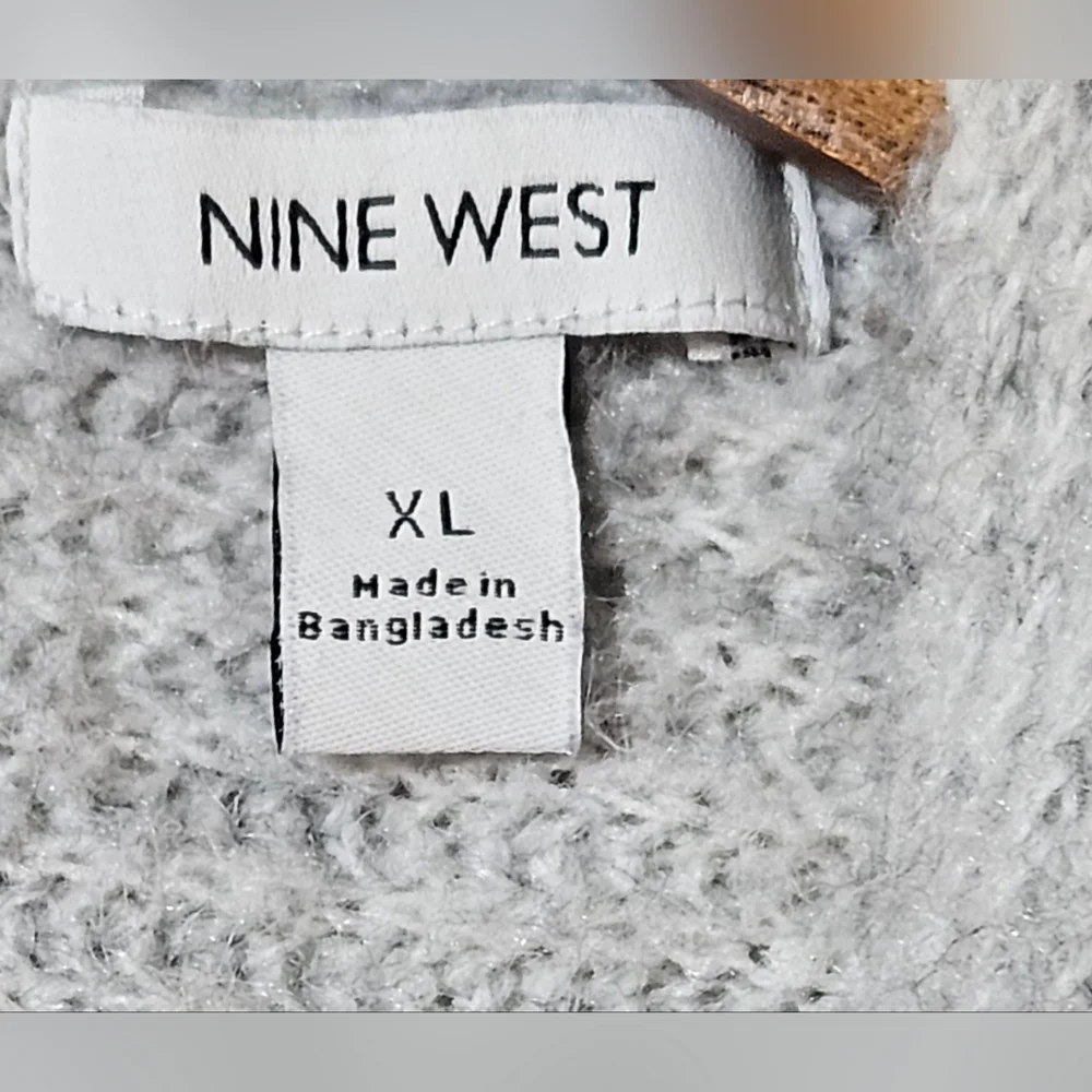 Nine West Light Heather Gray Open Front Waterfall Cardigan‎ Soft Sweater Size XL - Picture 3 of 5